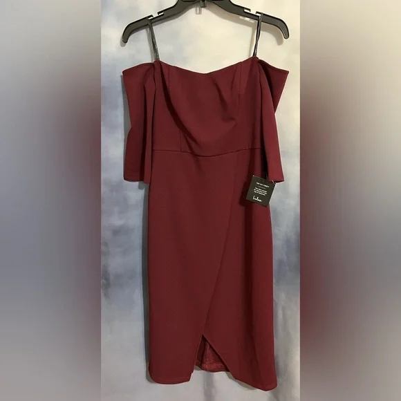 Lulus exclusive plum purple flames of desire midi off shoulder dress size M NWT - Picture 8 of 10